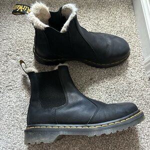 Dr. Martens Black Fur-Lined Men's Boots